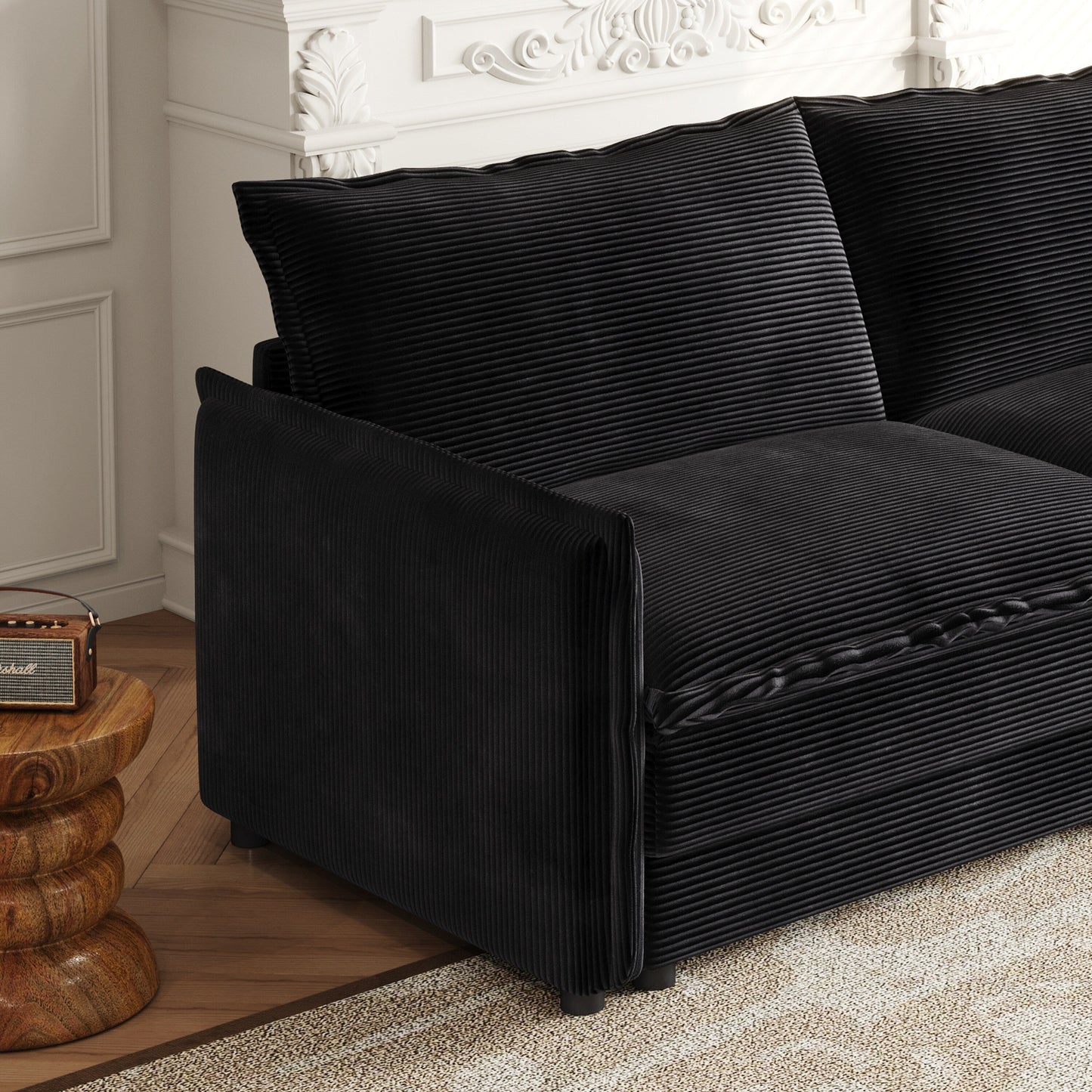 Corduroy Fabric Loveseat Sofa Couch for Living Room, Upholstered Large Size Deep Seat 2-Seat Sofa with 2 Pillow