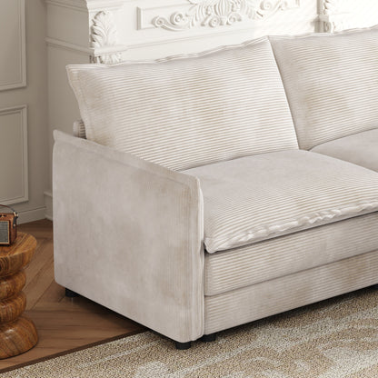 Corduroy Fabric Loveseat Sofa Couch for Living Room, Upholstered Large Size Deep Seat 2-Seat Sofa with 2 Pillow