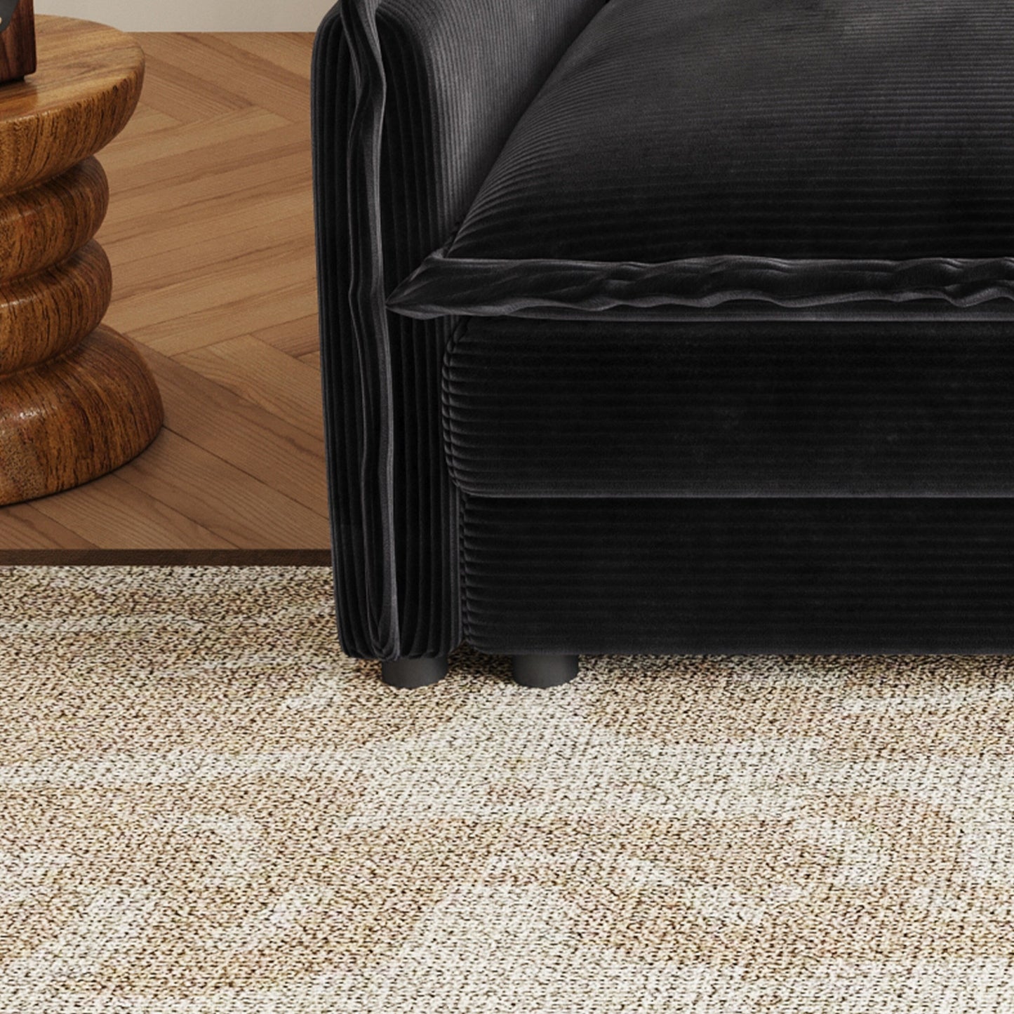 Corduroy Fabric Loveseat Sofa Couch for Living Room, Upholstered Large Size Deep Seat 2-Seat Sofa with 2 Pillow