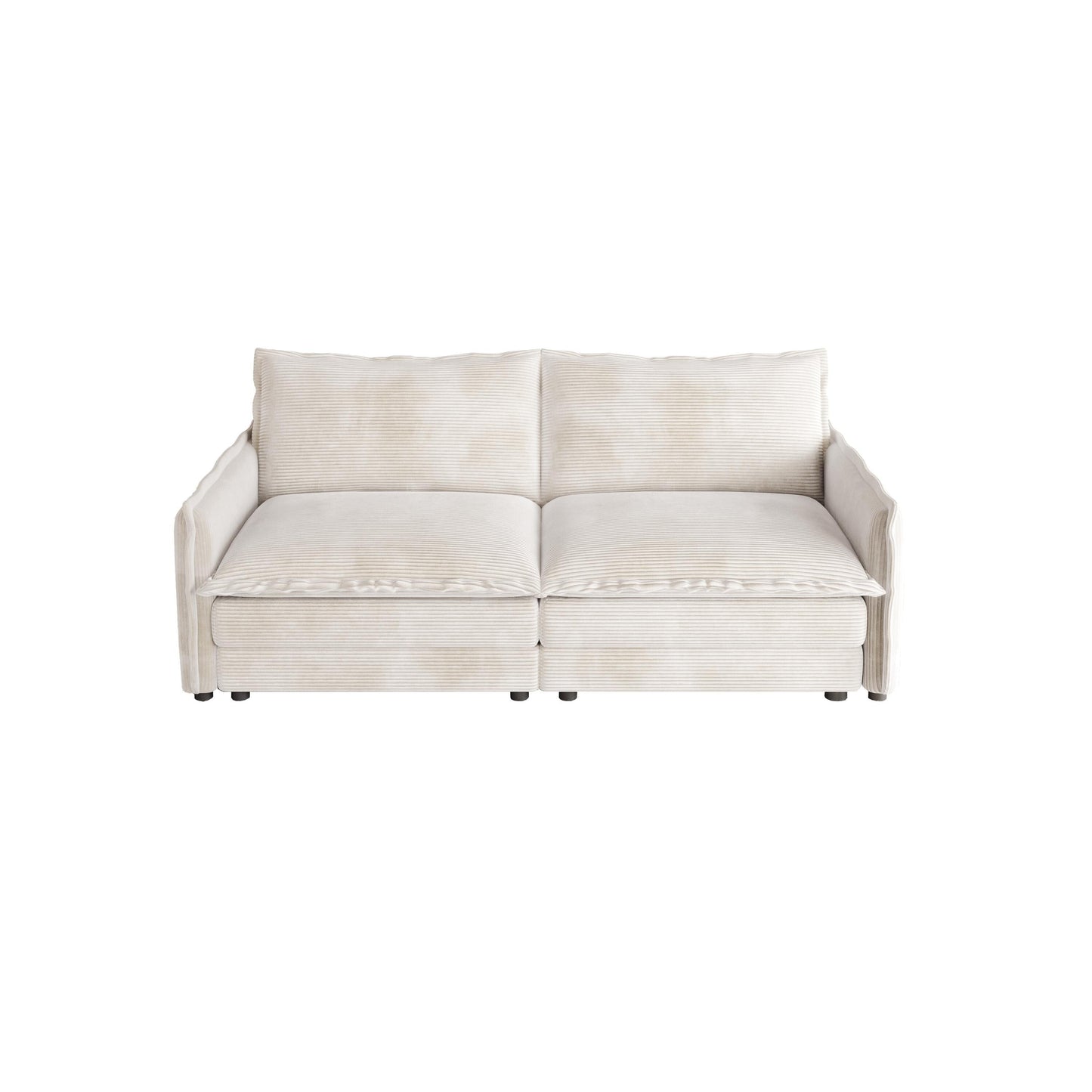 Corduroy Fabric Loveseat Sofa Couch for Living Room, Upholstered Large Size Deep Seat 2-Seat Sofa with 2 Pillow