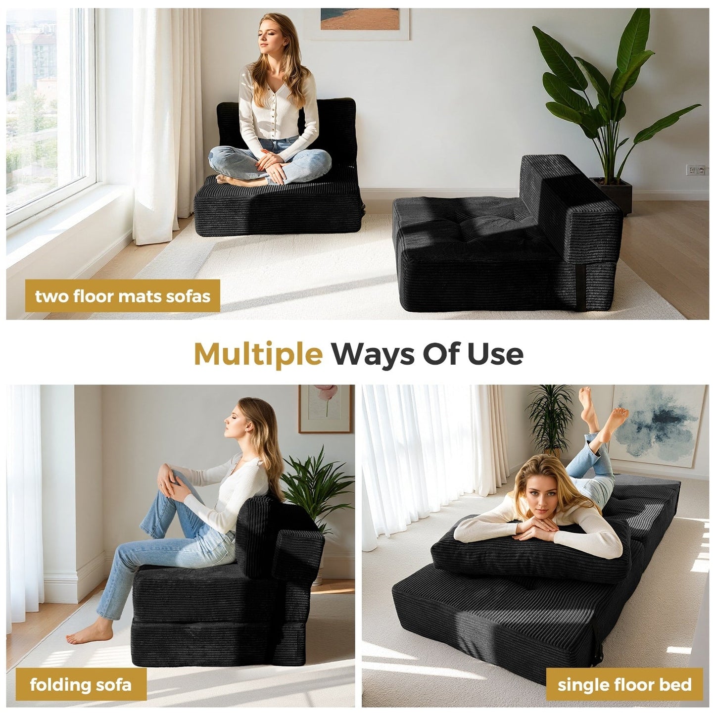 Corduroy Foam Folding Sofa Bed,6inch floor mattress