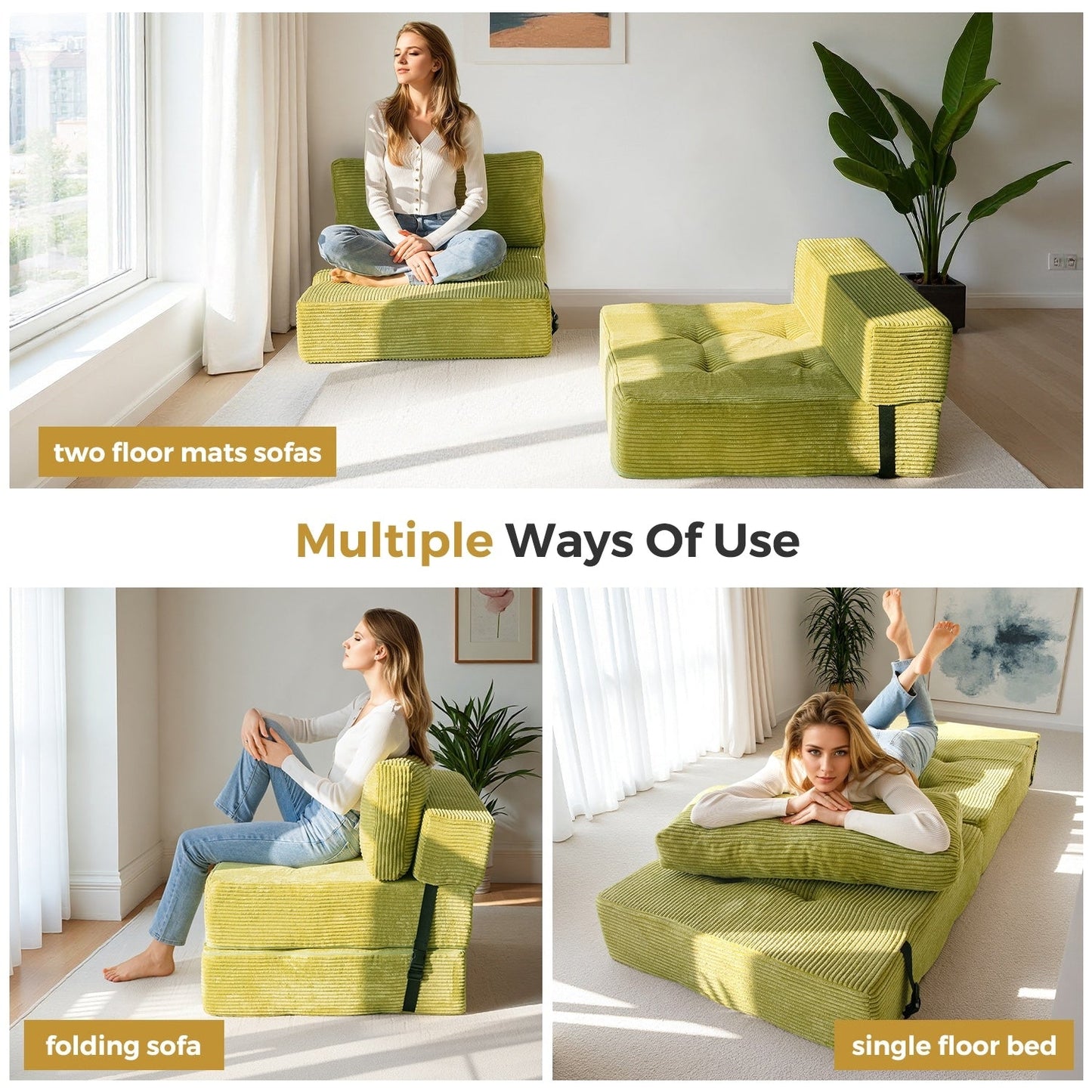 Corduroy Foam Folding Sofa Bed,6inch floor mattress