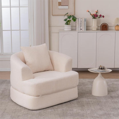Corduroy Foldable Single Recliner Sofa