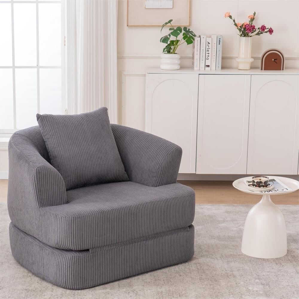 Corduroy Foldable Single Recliner Sofa