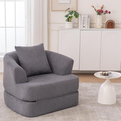Corduroy Foldable Single Recliner Sofa