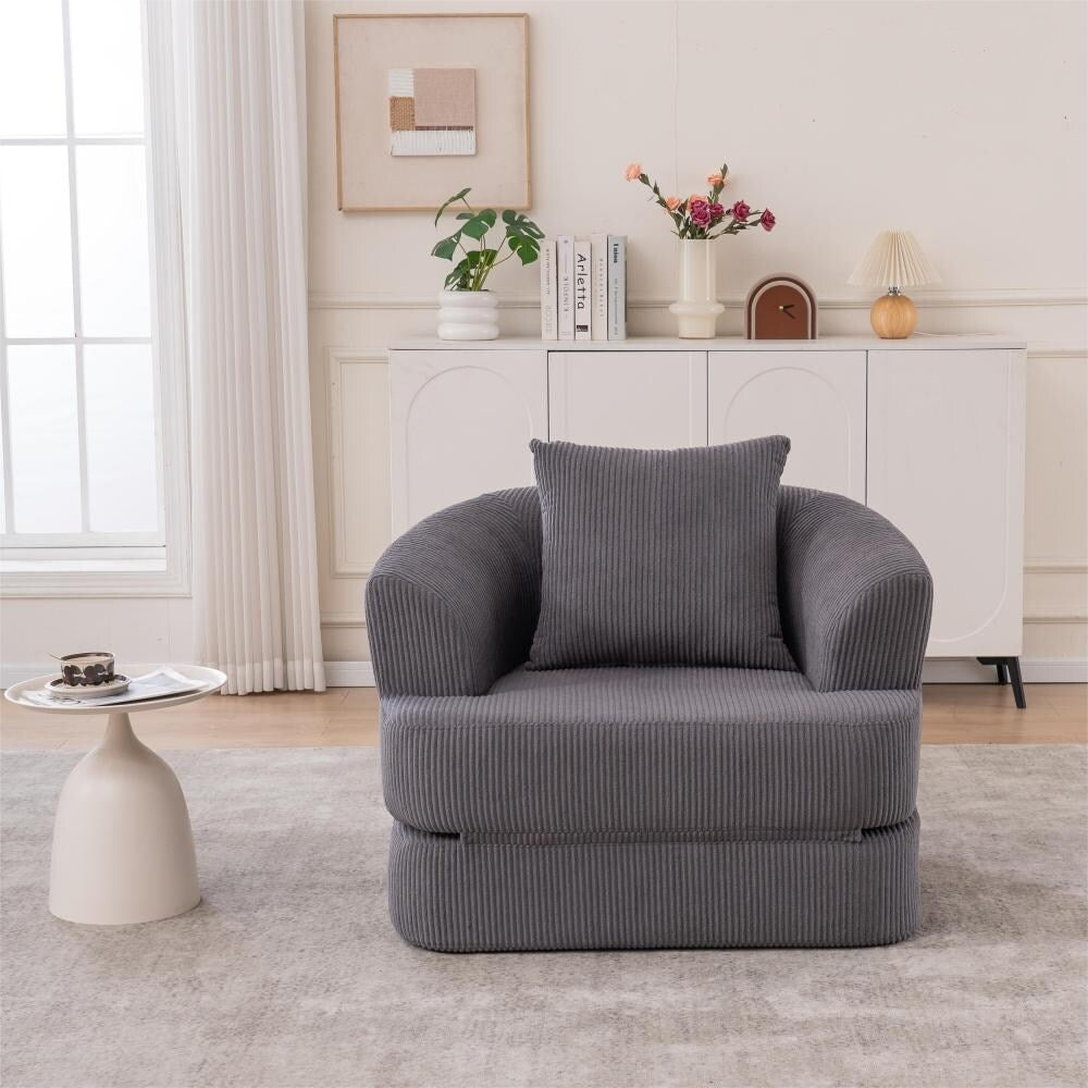Corduroy Foldable Single Recliner Sofa
