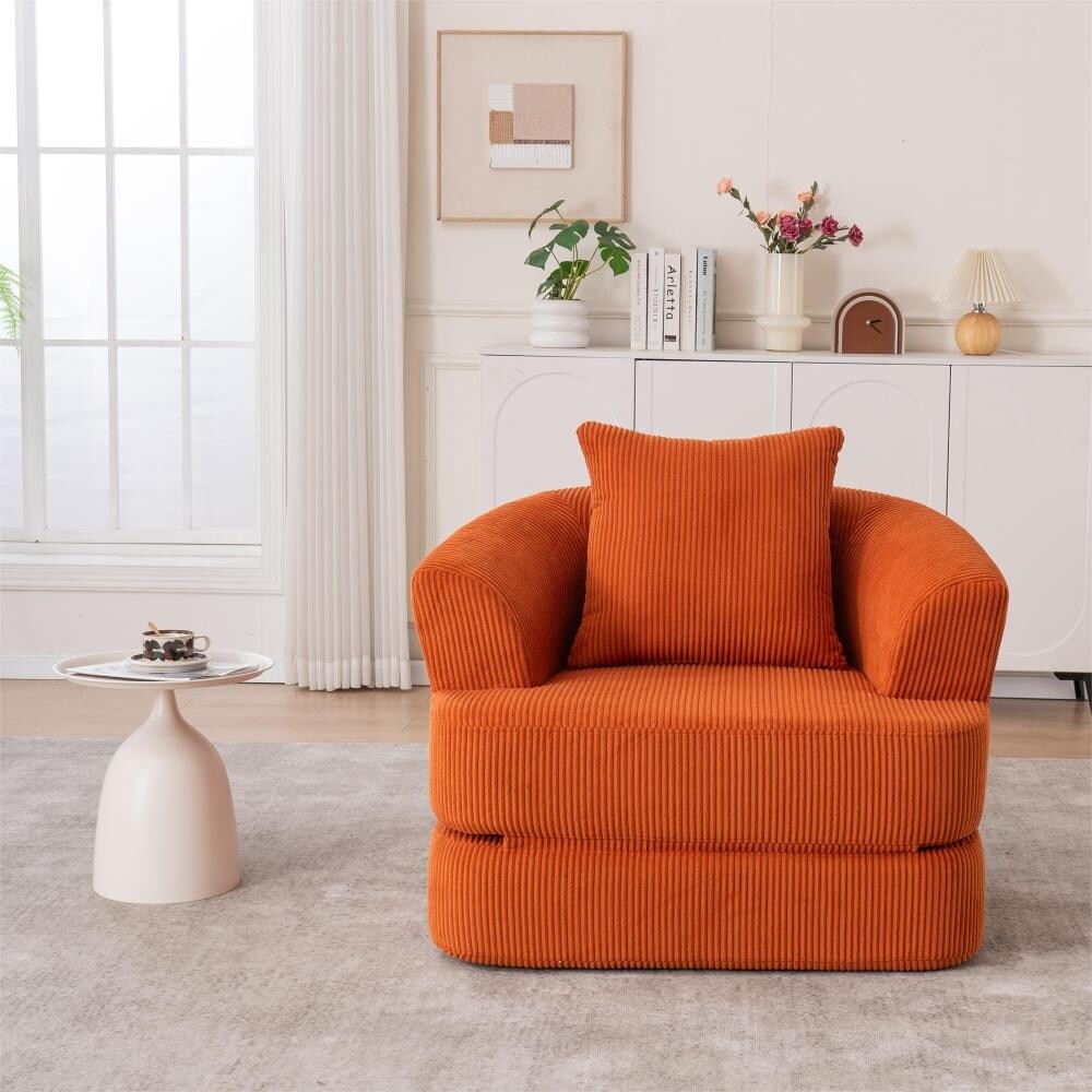 Corduroy Foldable Single Recliner Sofa