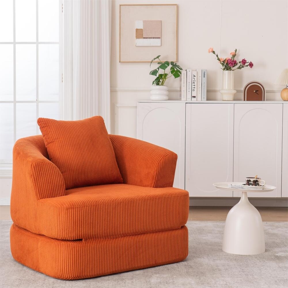 Corduroy Foldable Single Recliner Sofa