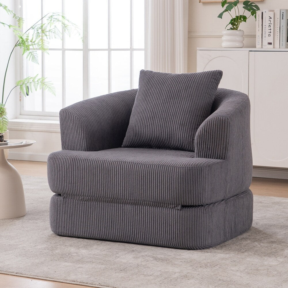 Corduroy Foldable Single Recliner Sofa
