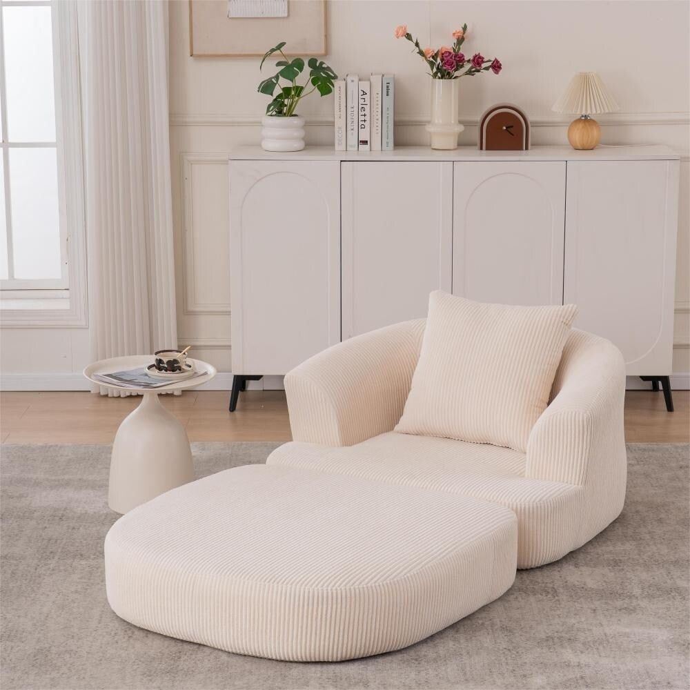 Corduroy Foldable Single Recliner Sofa