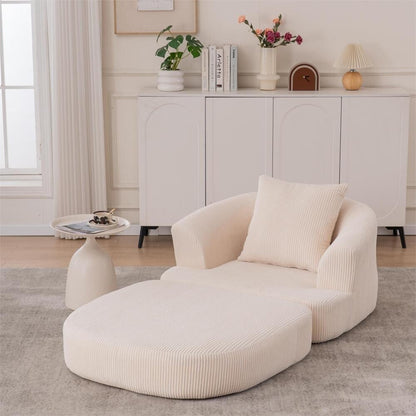 Corduroy Foldable Single Recliner Sofa