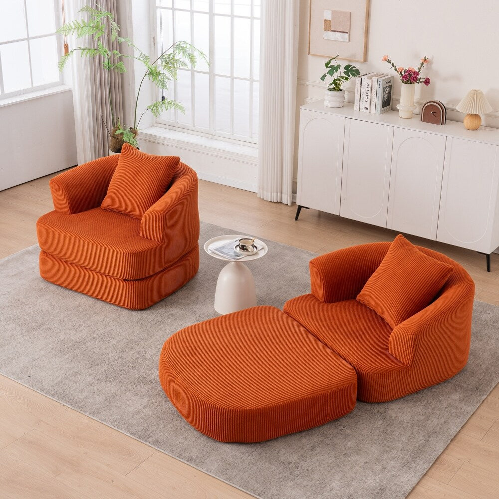 Corduroy Foldable Single Recliner Sofa