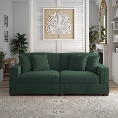 Corduroy Couch Modular Sectional Sofa with Pillows