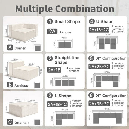 Corduroy Module Comfortable Compression Sofas
