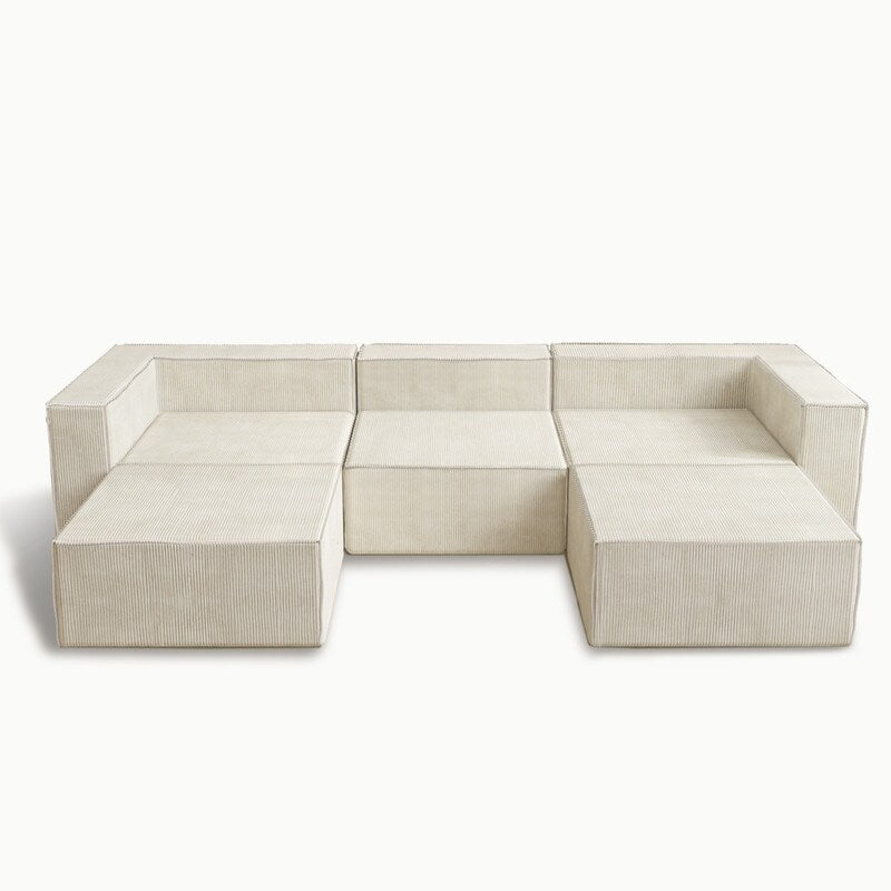 Corduroy Module with Two Ottoman Compression Sofas