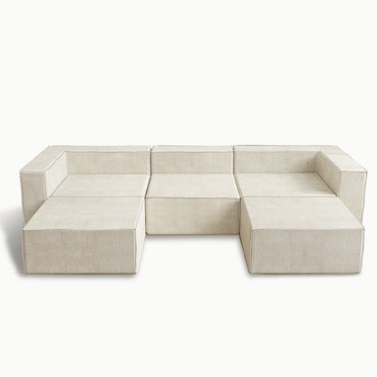 Corduroy Module with Two Ottoman Compression Sofas