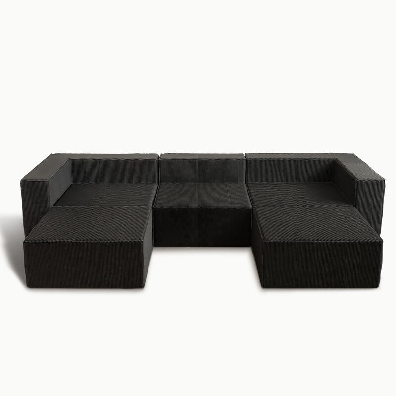 Corduroy Module with Two Ottoman Compression Sofas