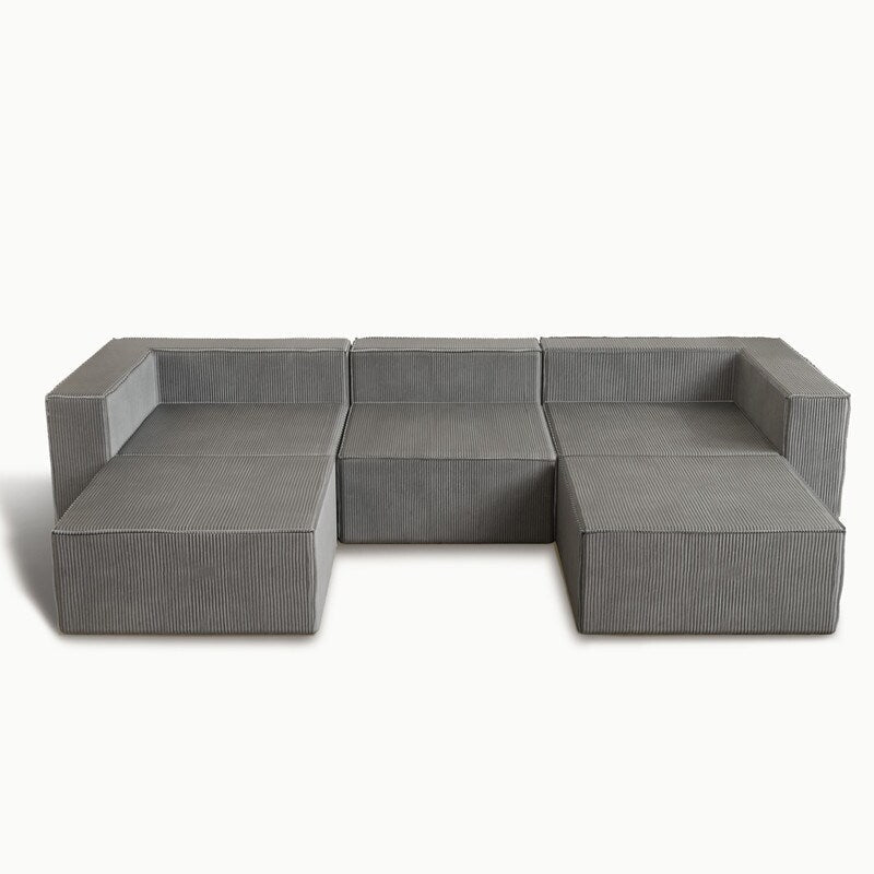 Corduroy Module with Two Ottoman Compression Sofas