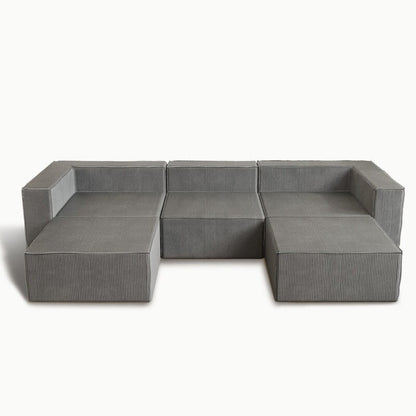 Corduroy Module with Two Ottoman Compression Sofas