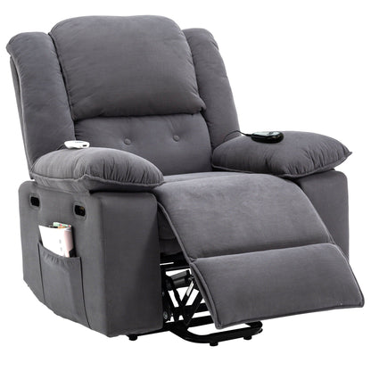 Corduroy Power Lift Recliner with Massage & Extendable Armrests