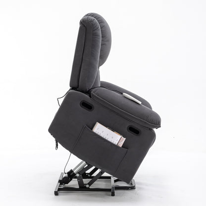 Corduroy Power Lift Recliner with Massage & Extendable Armrests
