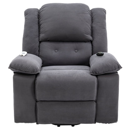 Corduroy Power Lift Recliner with Massage & Extendable Armrests