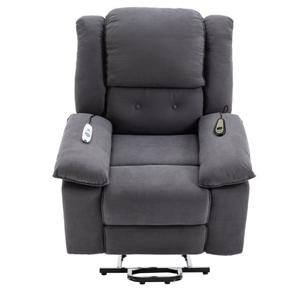 Corduroy Power Lift Recliner with Massage & Extendable Armrests
