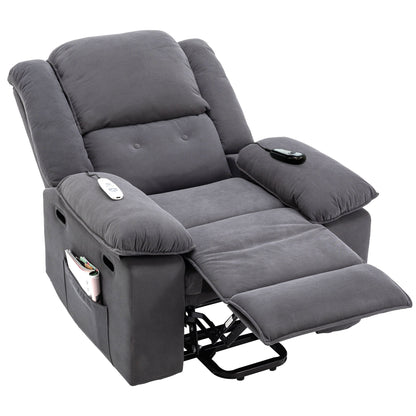 Corduroy Power Lift Recliner with Massage & Extendable Armrests