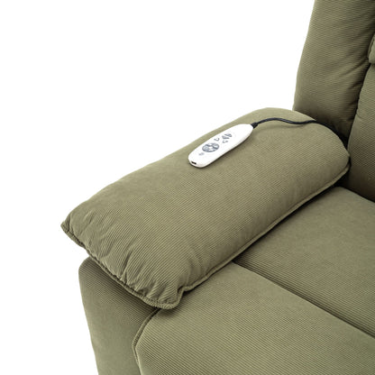 Corduroy Power Lift Recliner with Massage & Extendable Armrests