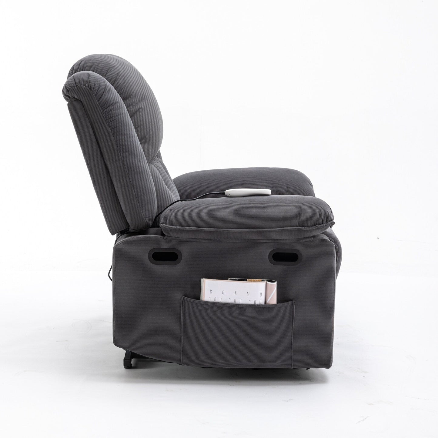 Corduroy Power Lift Recliner with Massage & Extendable Armrests
