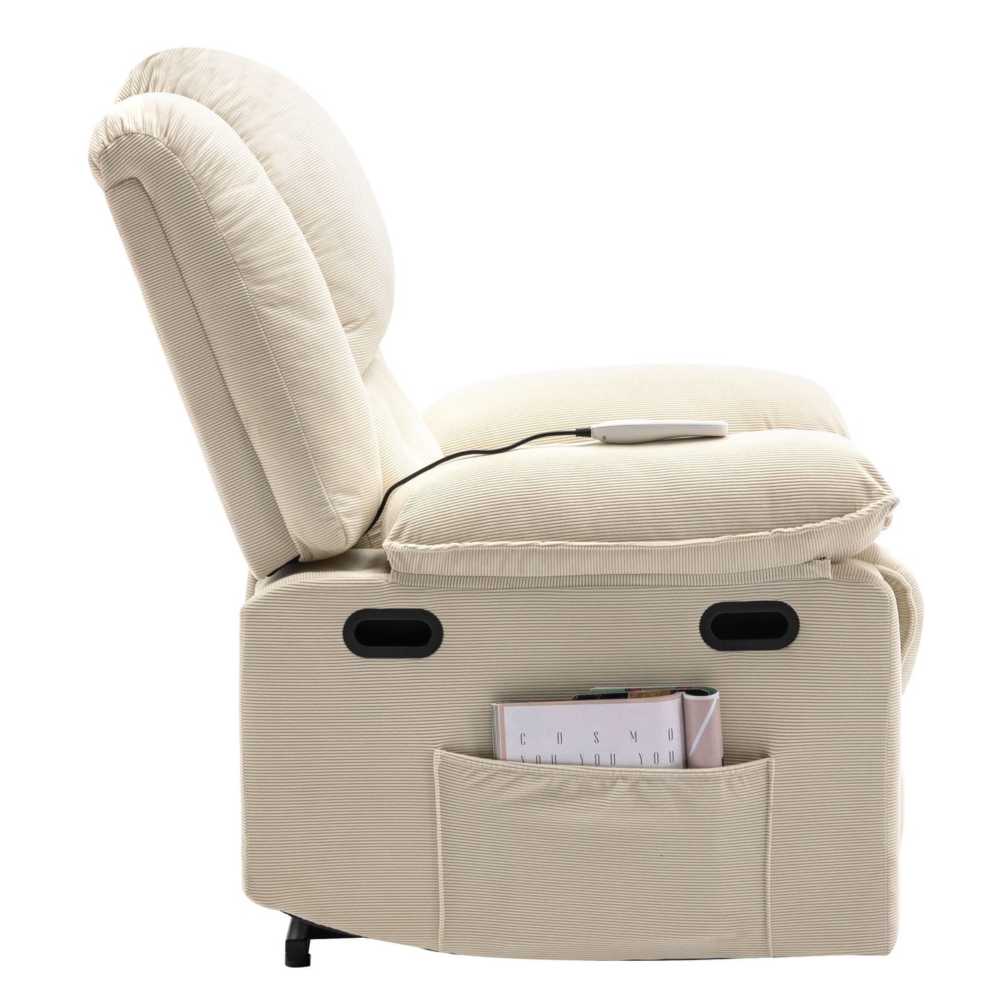 Corduroy Power Lift Recliner with Massage & Extendable Armrests