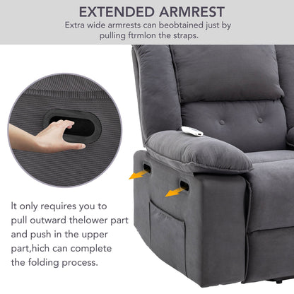 Corduroy Power Lift Recliner with Massage & Extendable Armrests