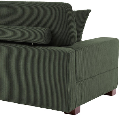 Corduroy Couch Modular Sectional Sofa with Pillows