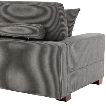 Corduroy Couch Modular Sectional Sofa with Pillows