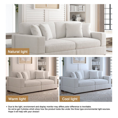 Corduroy Couch Modular Sectional Sofa with Pillows