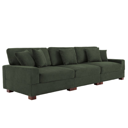Corduroy Couch Modular Sectional Sofa with Pillows