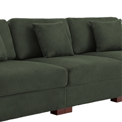 Corduroy Couch Modular Sectional Sofa with Pillows