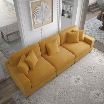 Corduroy Couch Modular Sectional Sofa with Pillows