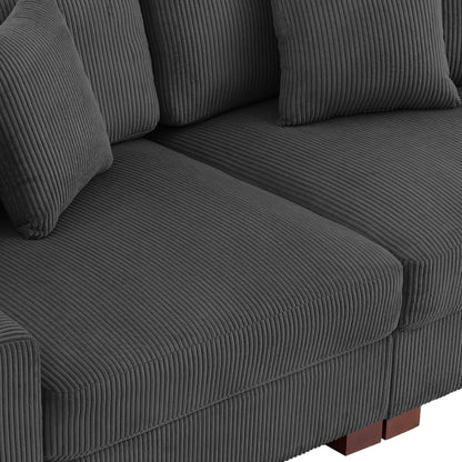 Corduroy Couch Modular Sectional Sofa with Pillows