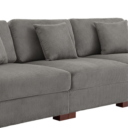 Corduroy Couch Modular Sectional Sofa with Pillows