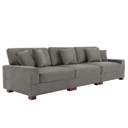 Corduroy Couch Modular Sectional Sofa with Pillows