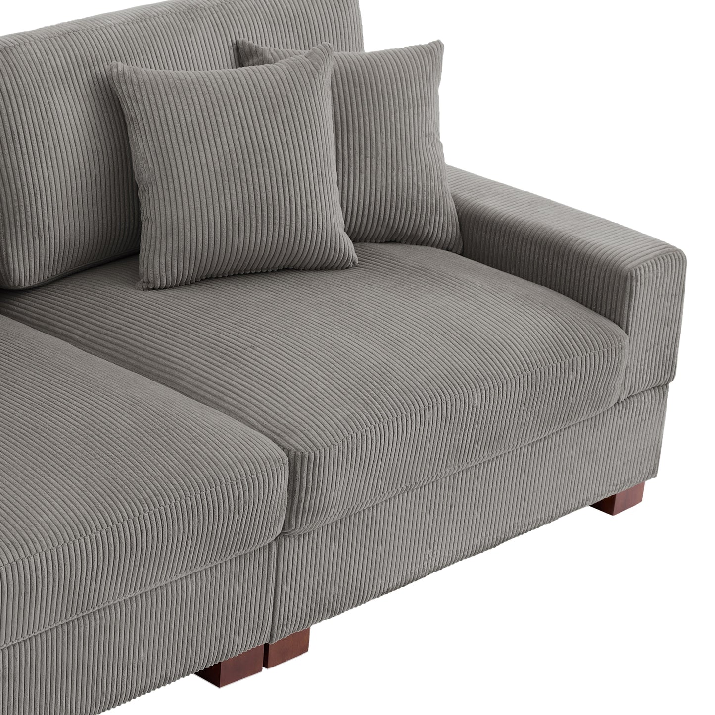 Corduroy Couch Modular Sectional Sofa with Pillows