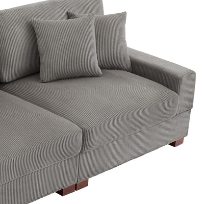 Corduroy Couch Modular Sectional Sofa with Pillows