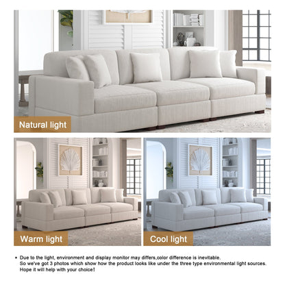 Corduroy Couch Modular Sectional Sofa with Pillows