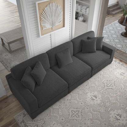 Corduroy Couch Modular Sectional Sofa with Pillows