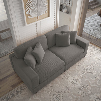 Corduroy Couch Modular Sectional Sofa with Pillows