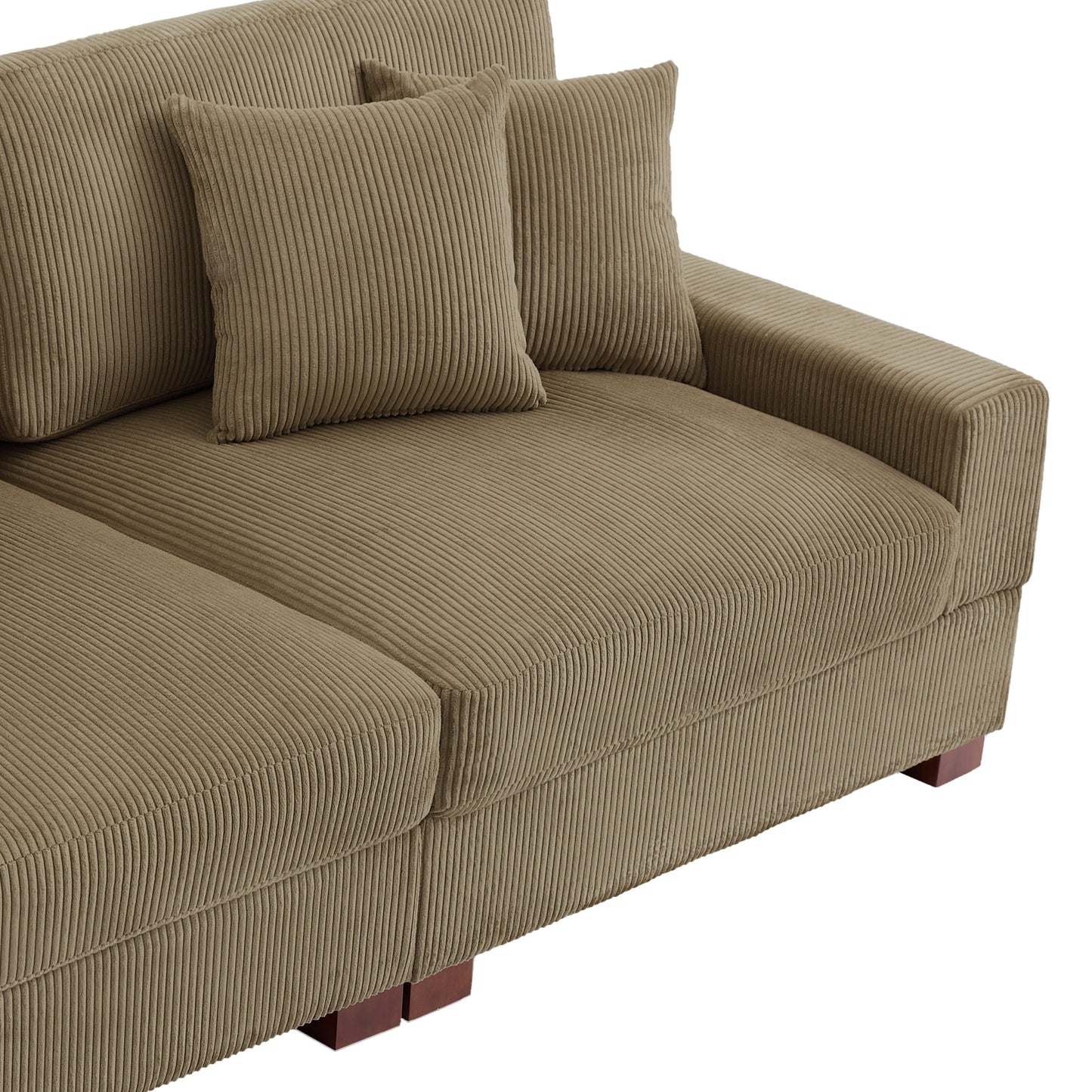 Corduroy Couch Modular Sectional Sofa with Pillows