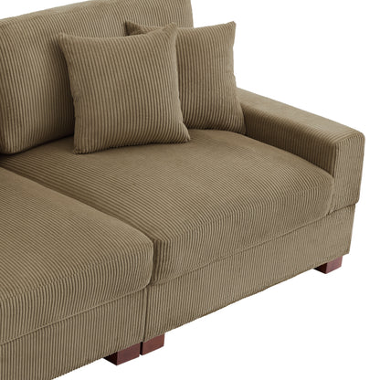 Corduroy Couch Modular Sectional Sofa with Pillows