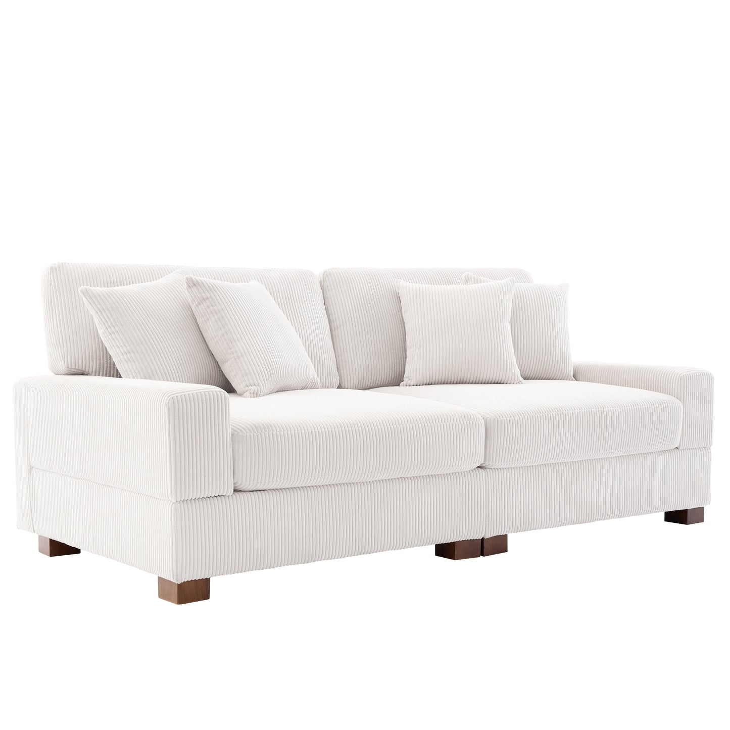 Corduroy Couch Modular Sectional Sofa with Pillows