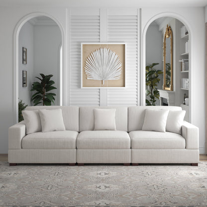 Corduroy Couch Modular Sectional Sofa with Pillows